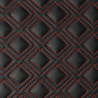 Экокожа стёганая «intipi» Twobox (чёрный/красный, ширина 1.35 м, толщина 5.85 мм)