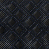 Экокожа стёганая «intipi» Twobox (чёрный/синий, ширина 1.35 м, толщина 5.85 мм) перфорация