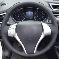 Оплетка на руль из «Premium» экокожи Nissan X-Trail 2014-2017 г.в. (черная)